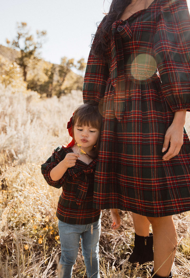 Margo Short Dress in Green Plaid - FINAL SALE