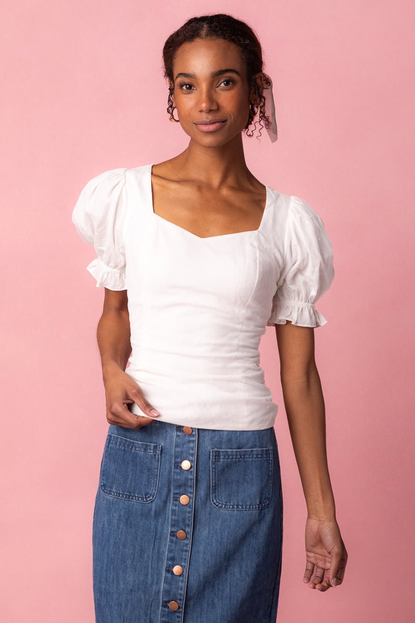 Ballerina Top in White-Adult