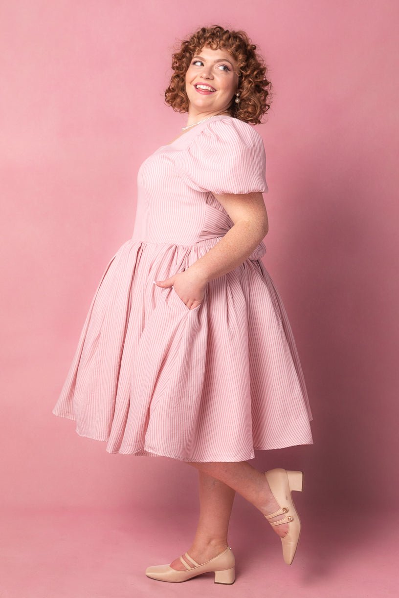 Cupcake Dress in Pink Stripe-Adult