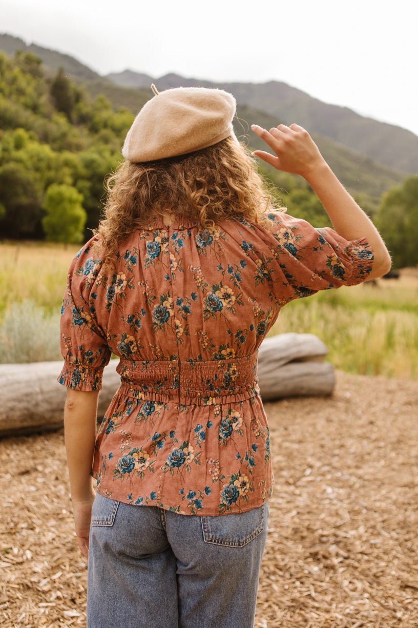 Elena Top in Brown Floral - FINAL SALE-Adult