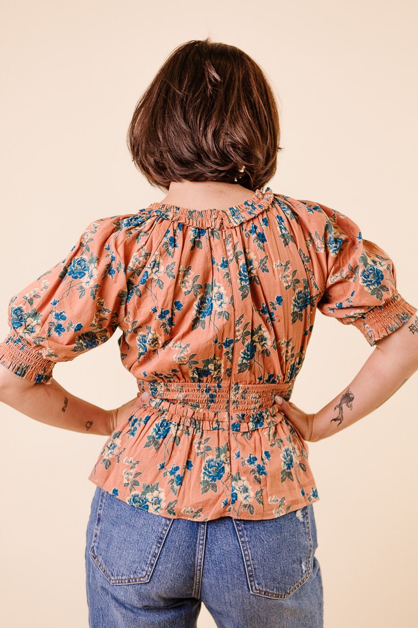 Elena Top in Brown Floral - FINAL SALE-Adult