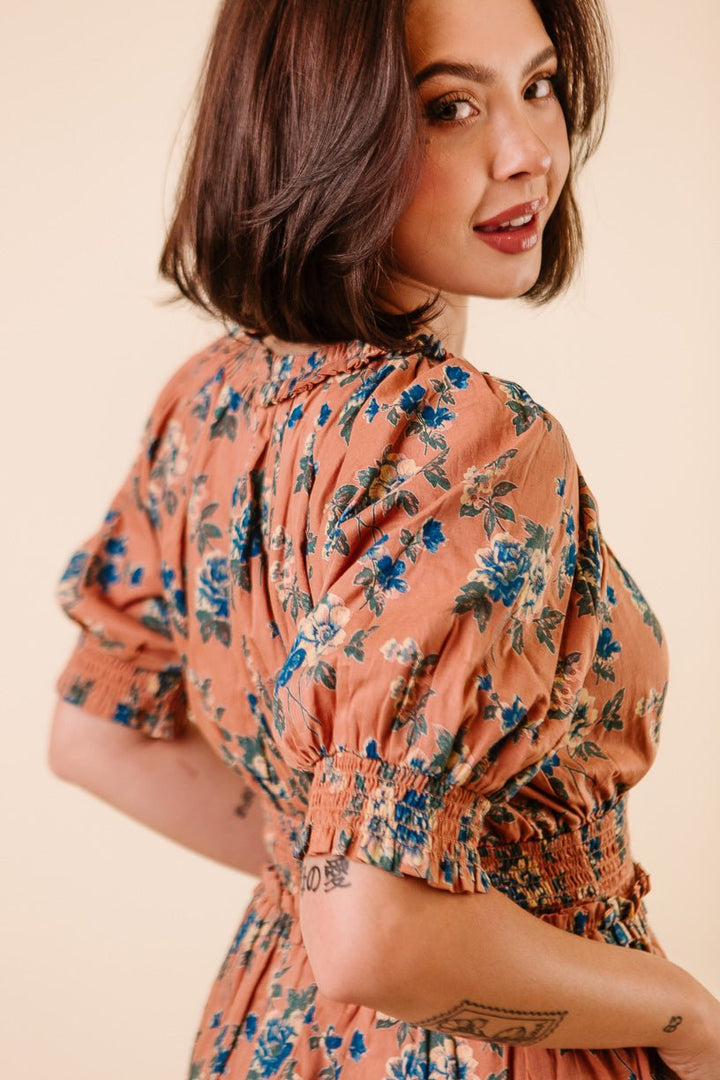 Elena Top in Brown Floral - FINAL SALE-Adult