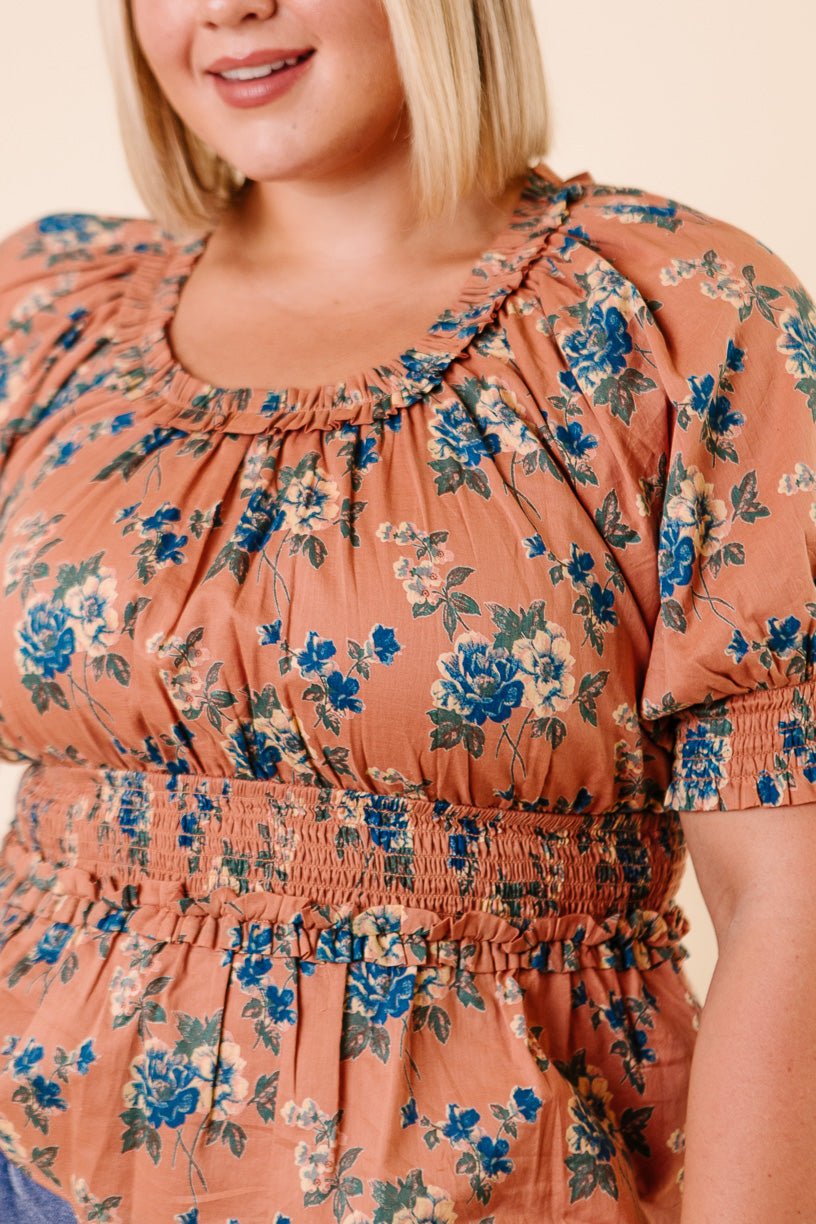 Elena Top in Brown Floral - FINAL SALE-Adult