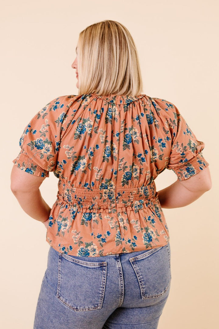 Elena Top in Brown Floral - FINAL SALE-Adult