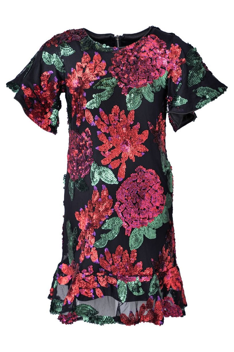 Evelyn Dress in Floral Sequin - FINAL SALE-Adult