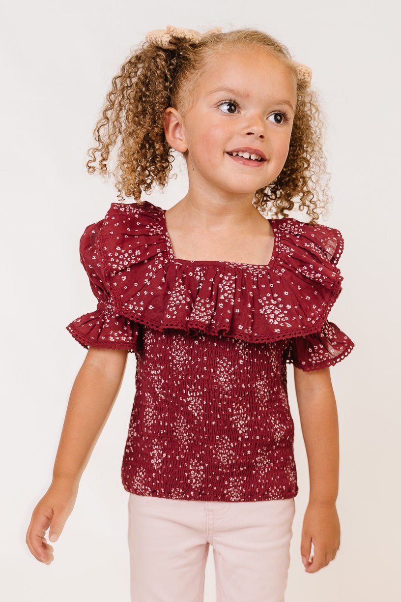 Mini Gracie Top in Wine Floral - FINAL SALE-Mini