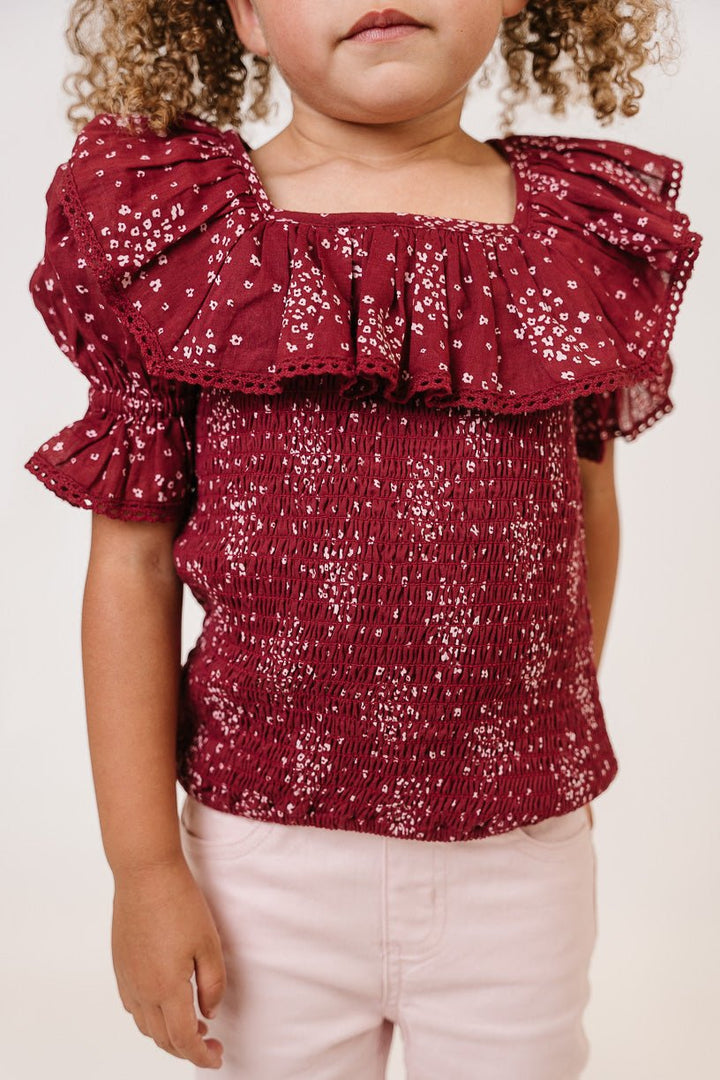 Mini Gracie Top in Wine Floral - FINAL SALE-Mini