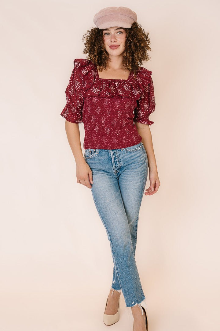 Gracie Top in Wine Floral - FINAL SALE-Adult