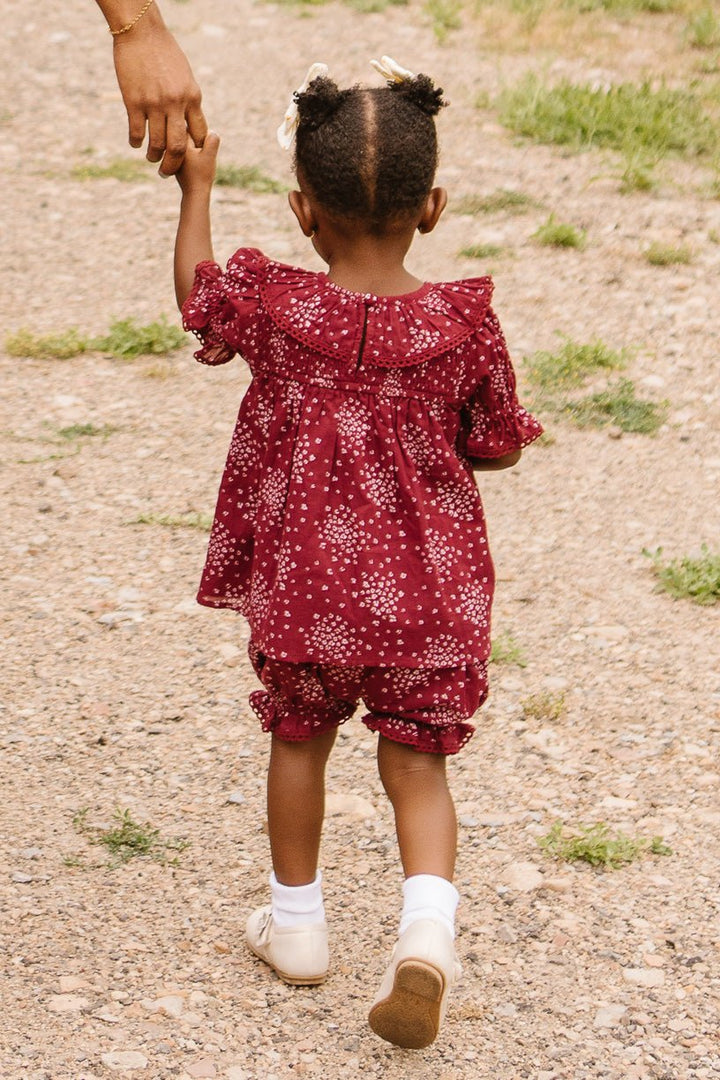 Baby Gracie Dress Set in Wine Floral - FINAL SALE-Baby