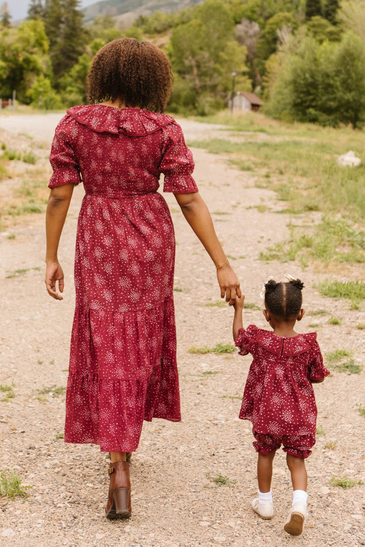 Baby Gracie Dress Set in Wine Floral - FINAL SALE-Baby