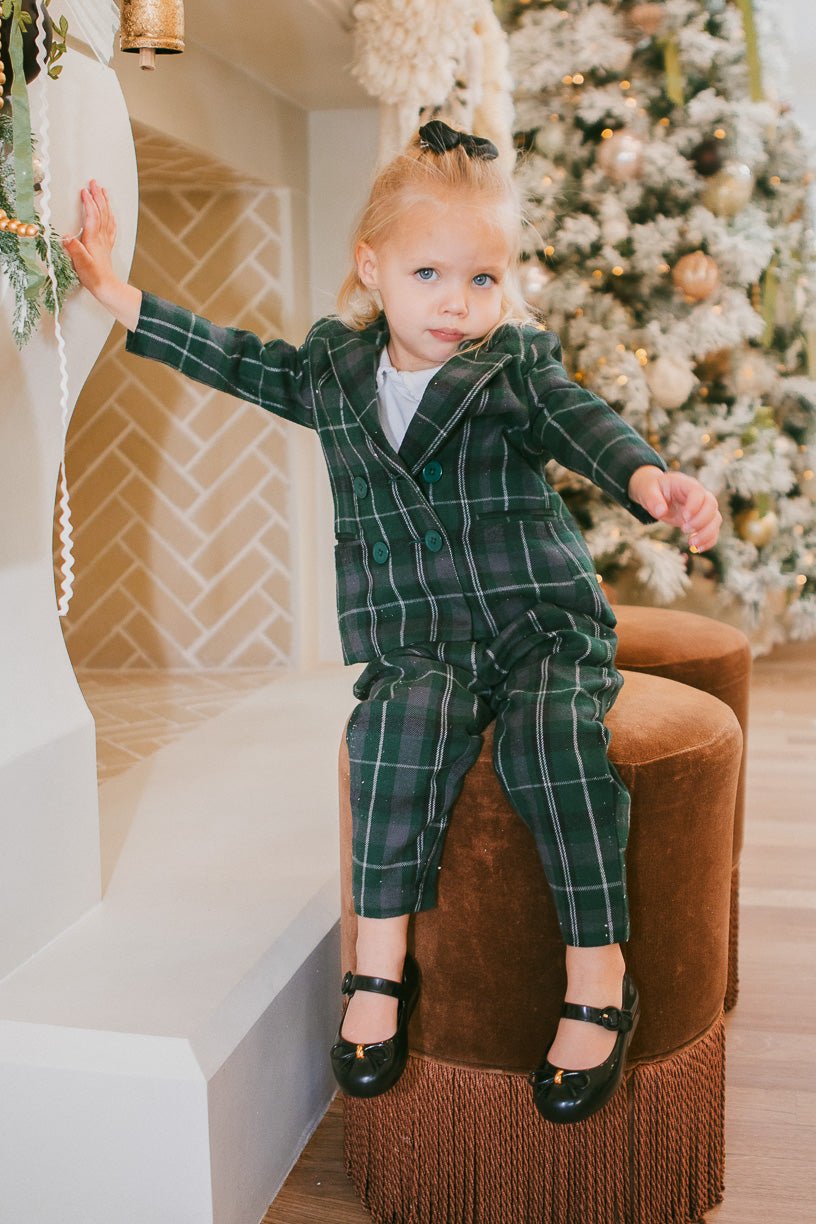 Mini Kennedy Power Suit in Green Plaid - FINAL SALE-Mini