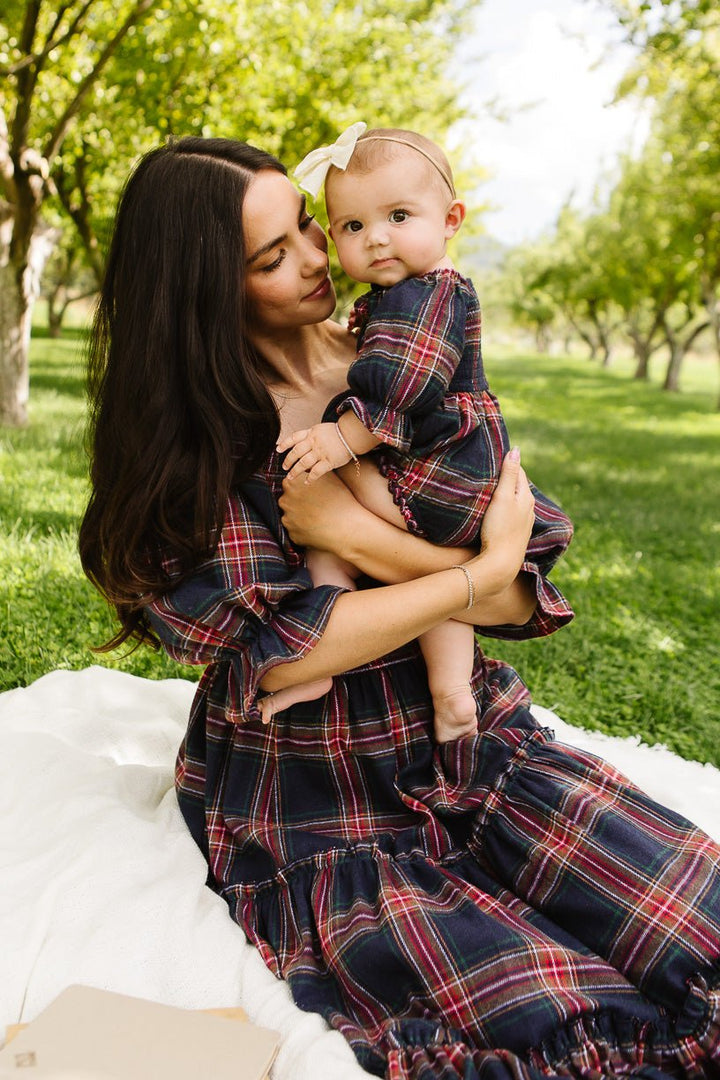 Baby Madeline Romper in Navy Plaid - FINAL SALE-Baby