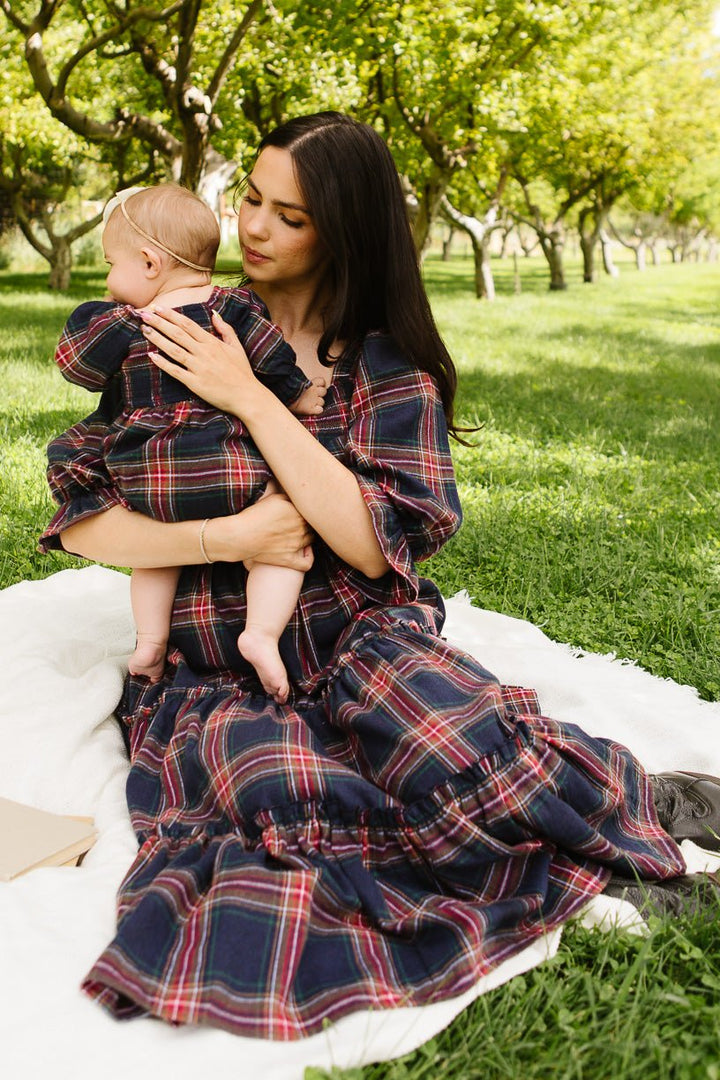 Baby Madeline Romper in Navy Plaid - FINAL SALE-Baby