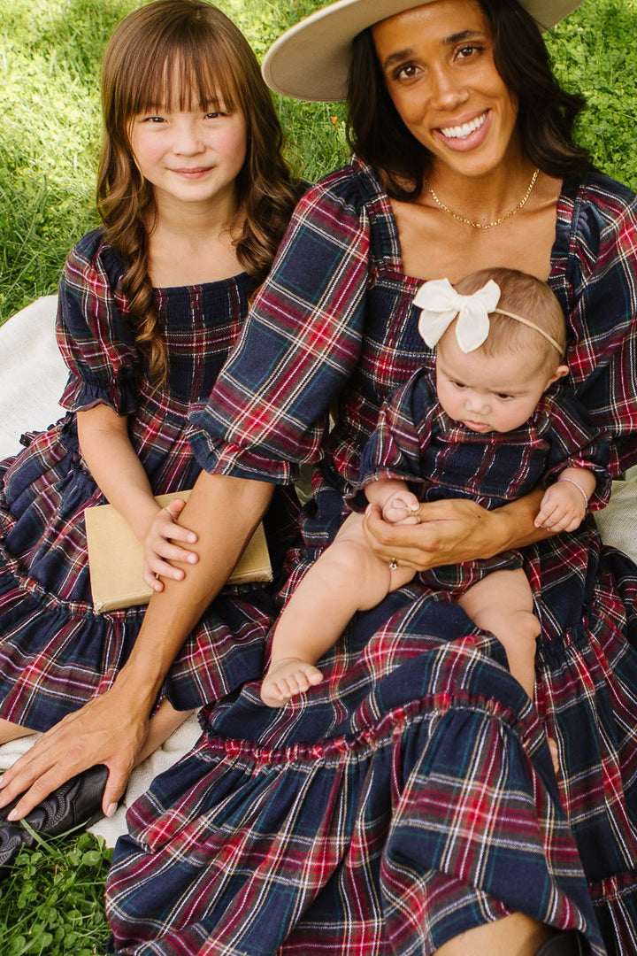 Baby Madeline Romper in Navy Plaid - FINAL SALE-Baby