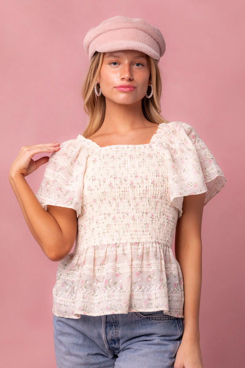 Madison Top in Eyelet Floral-Adult