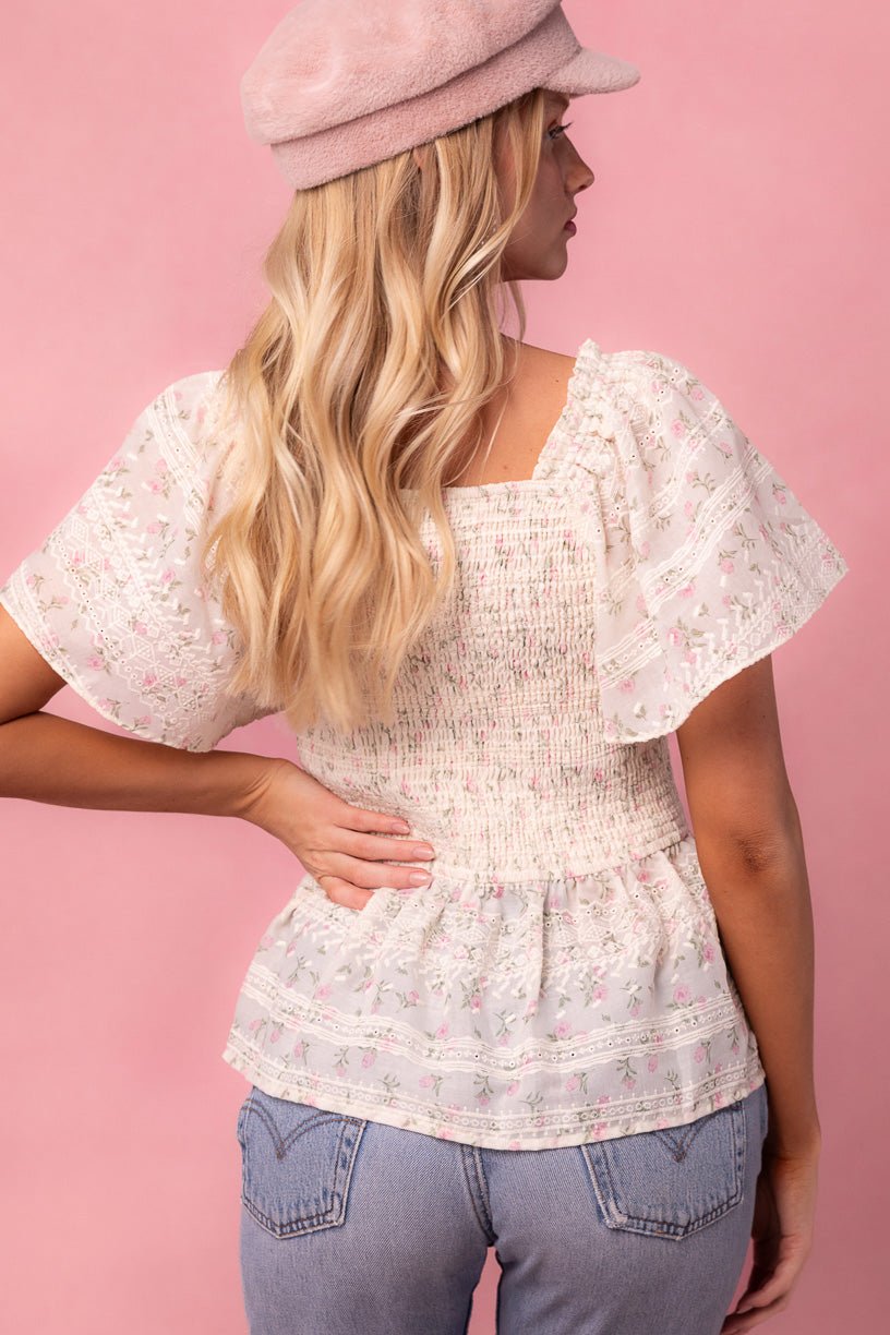 Madison Top in Eyelet Floral-Adult