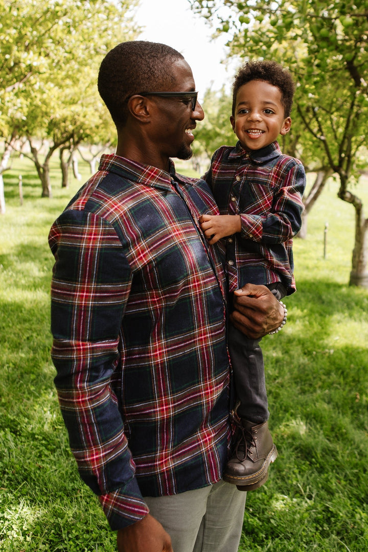 Madeline Boy's Shirt in Navy Plaid - FINAL SALE-Mini