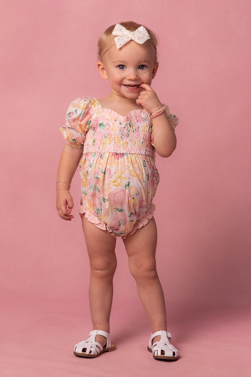 Baby Roselyn Romper in Pastel Floral-Baby