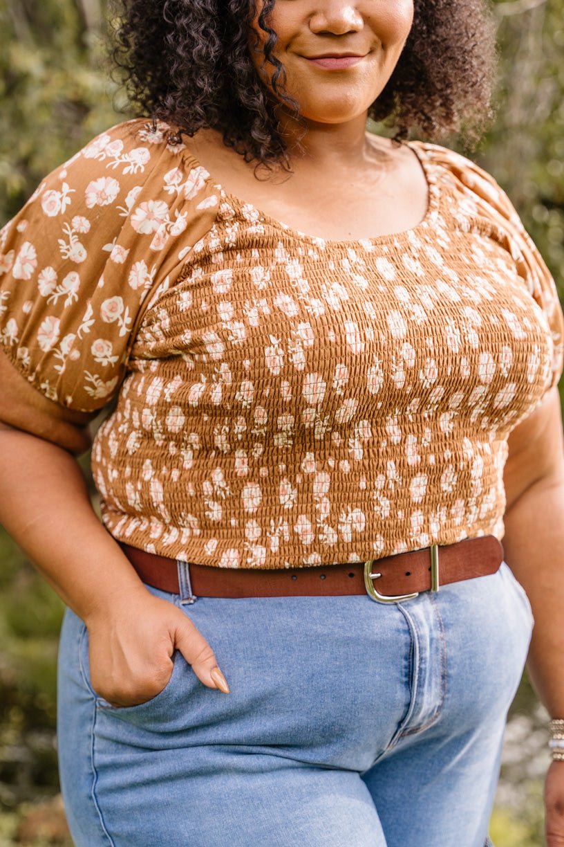 Sienna Top in Brown Floral-Adult