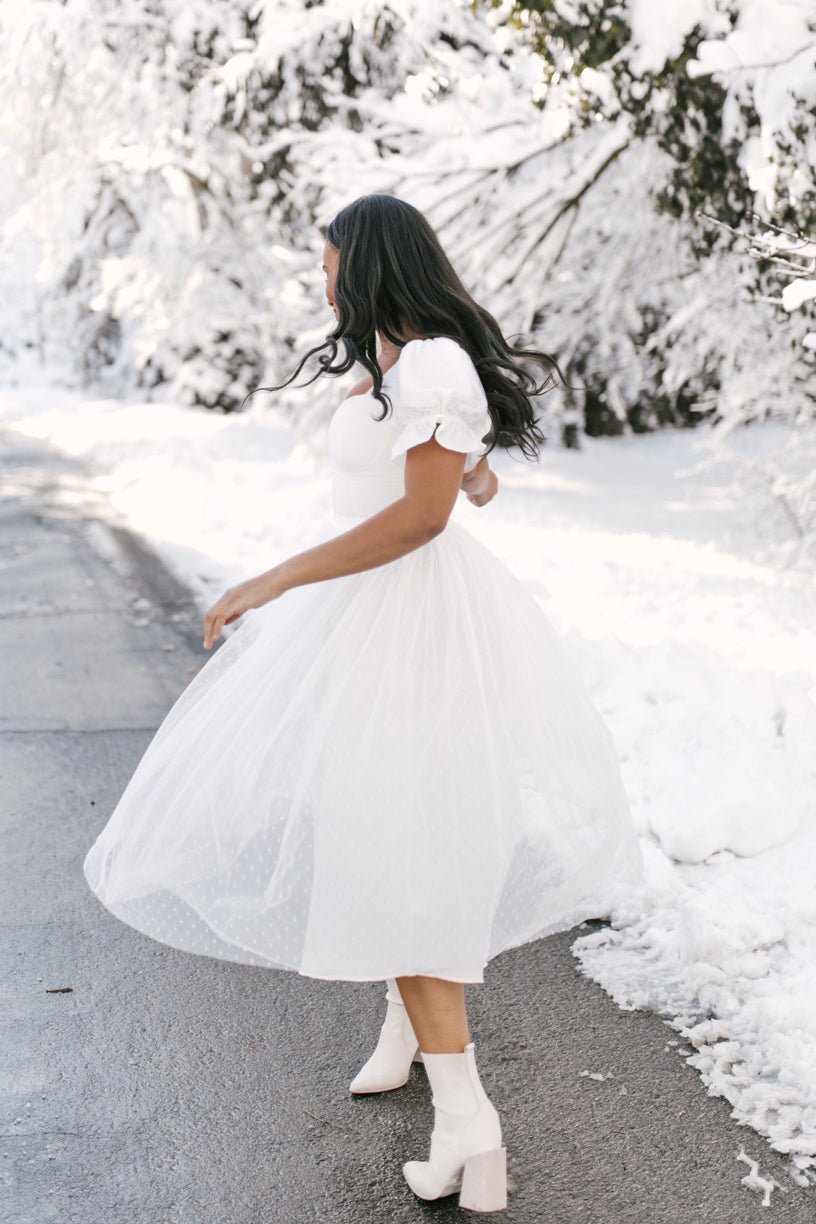 Ballerina Dress in White-Adult