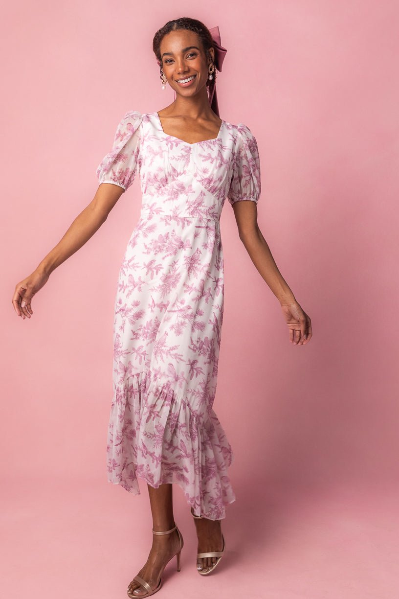 Wren Dress in Pink Toile-Adult