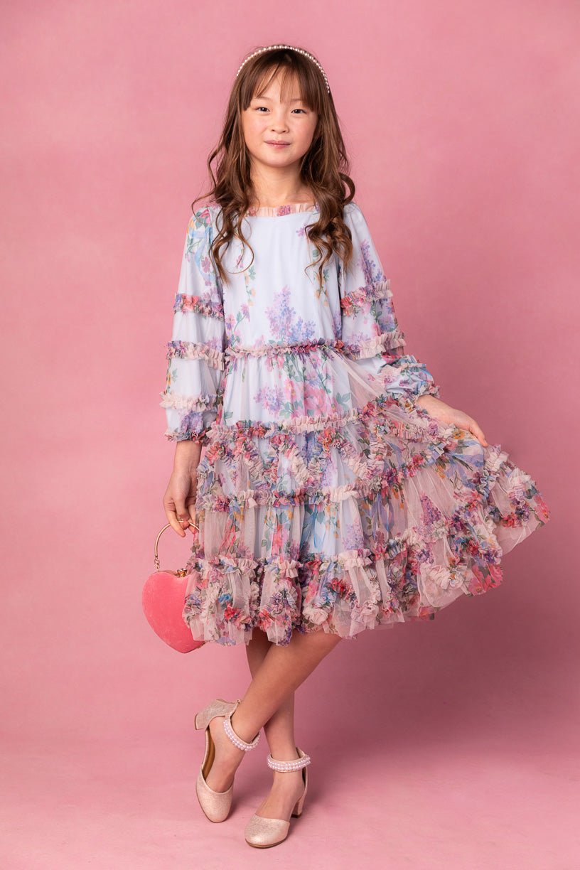 Mini Catherine Dress in Blue Floral-Mini