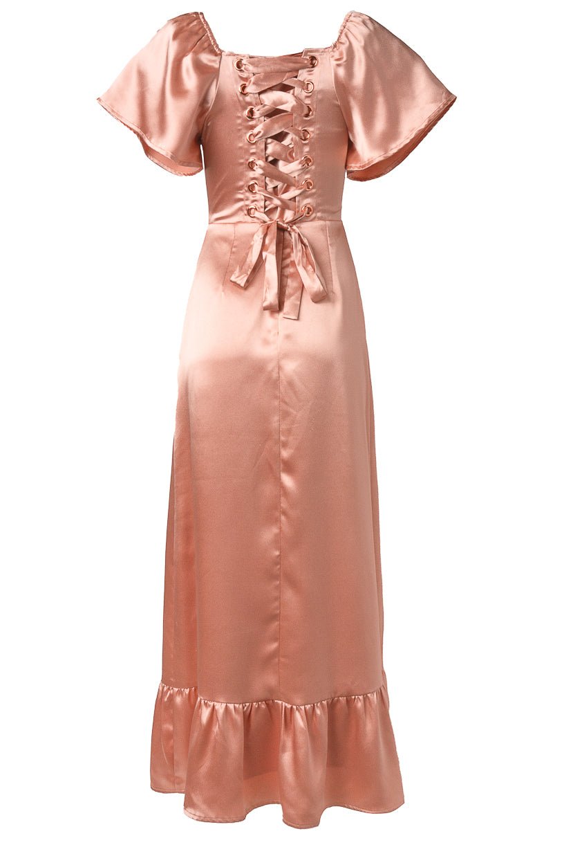 Maddie Dress in Apricot Crush Satin-Adult