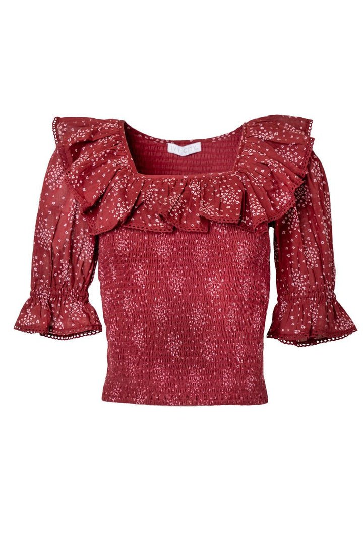 Gracie Top in Wine Floral - FINAL SALE-Adult