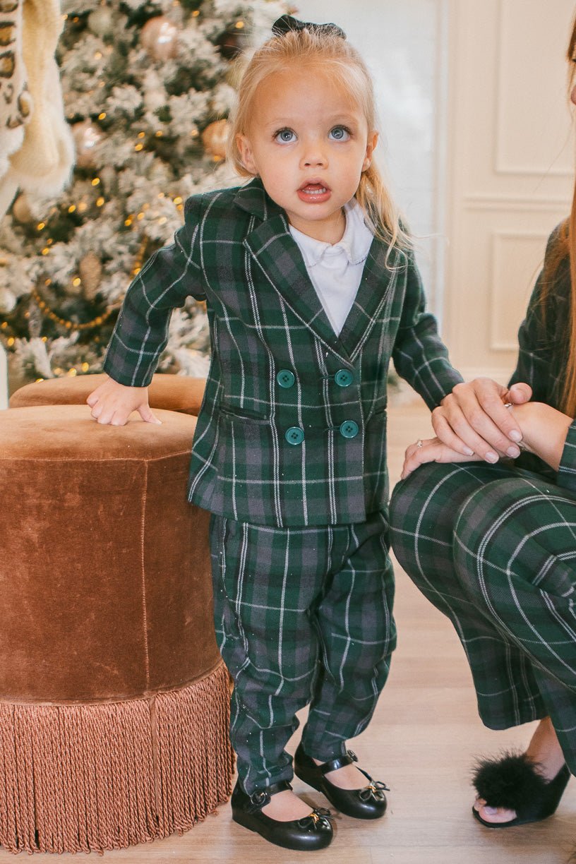 Mini Kennedy Power Suit in Green Plaid - FINAL SALE-Mini