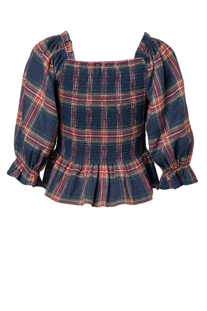 Madeline Top in Navy Plaid - FINAL SALE-Adult