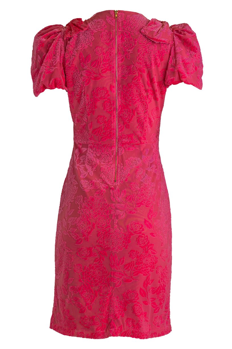 Nina Bow Dress in Pink Velvet-Adult