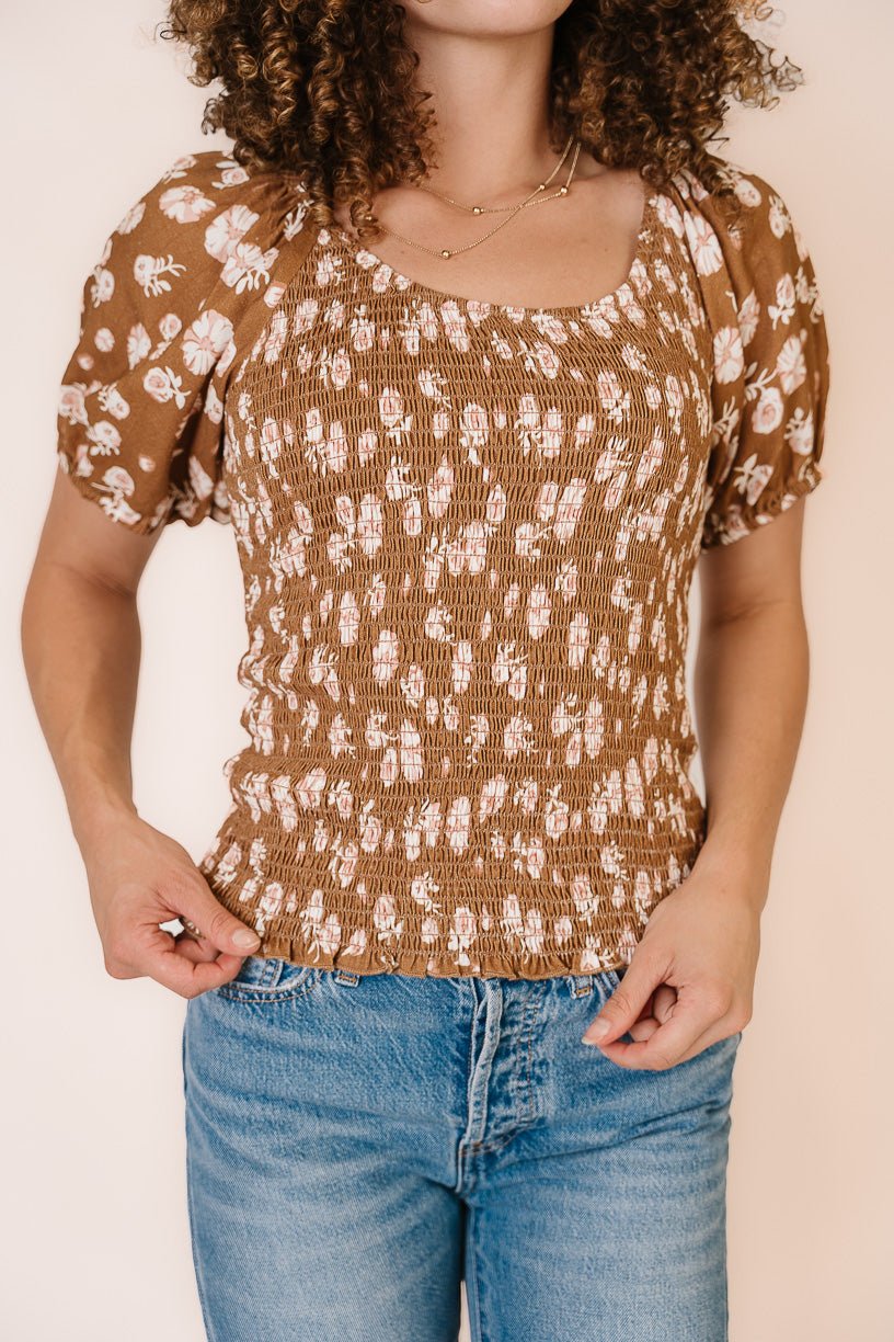 Sienna Top in Brown Floral-Adult