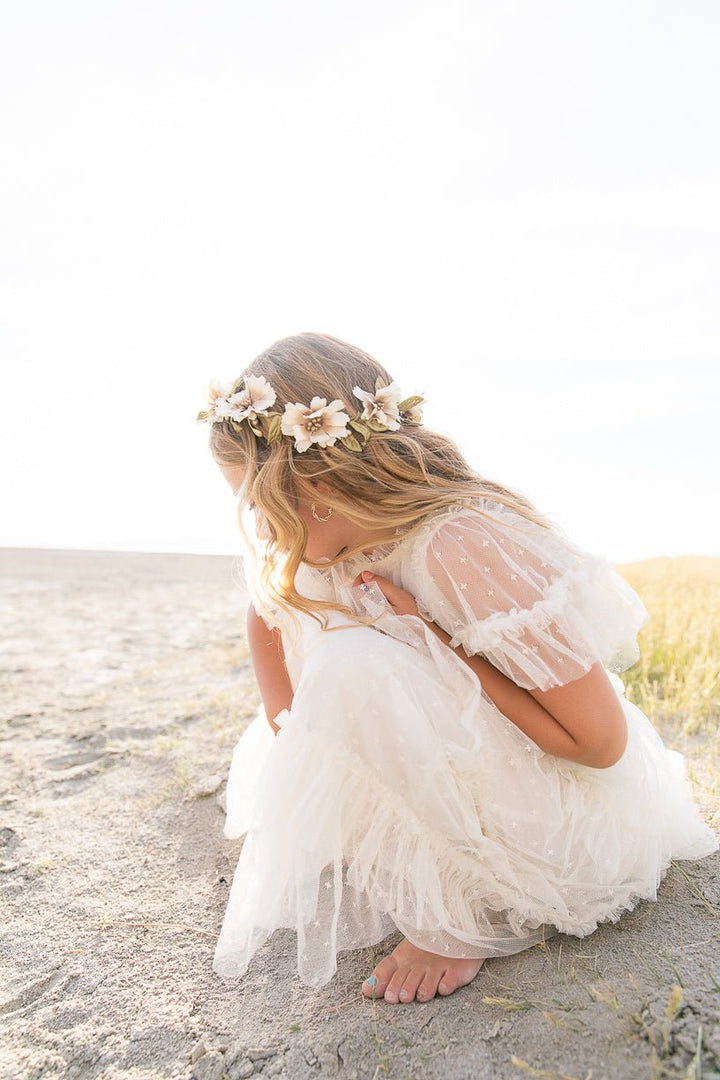 Mini Maxi Whimsical Dress in White-Mini