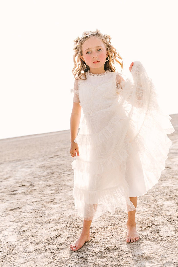 Mini Maxi Whimsical Dress in White-Mini