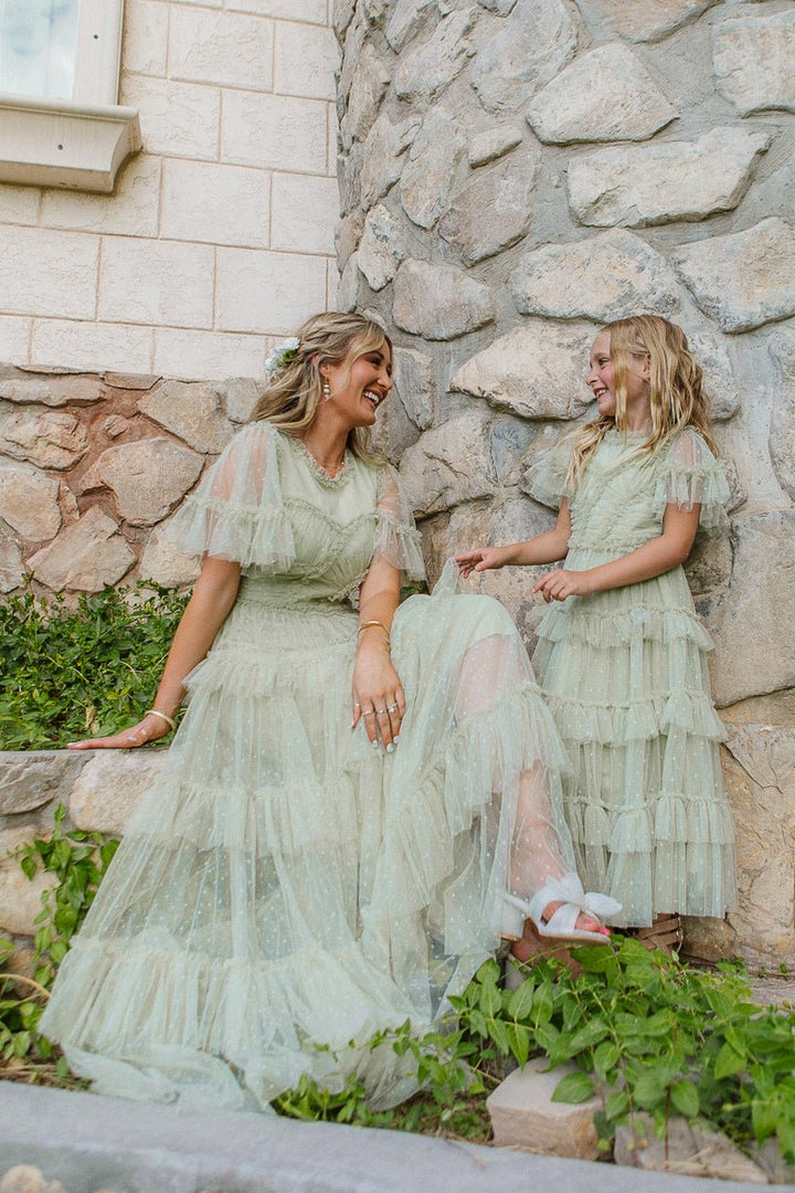 Mini Maxi Whimsical Dress in Sage - FINAL SALE-Mini