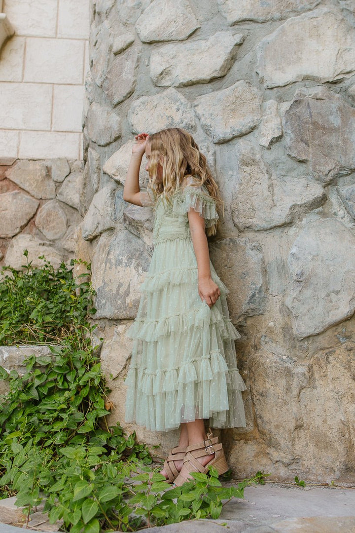 Mini Maxi Whimsical Dress in Sage - FINAL SALE-Mini