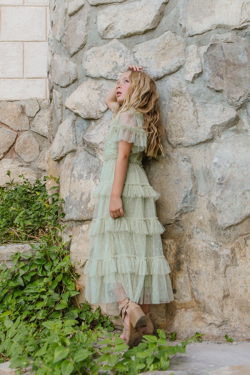 Mini Maxi Whimsical Dress in Sage - FINAL SALE-Mini