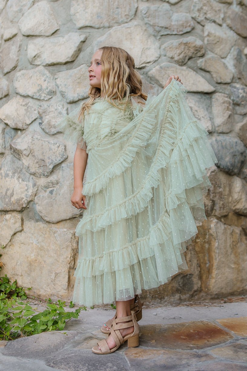 Mini Maxi Whimsical Dress in Sage - FINAL SALE-Mini