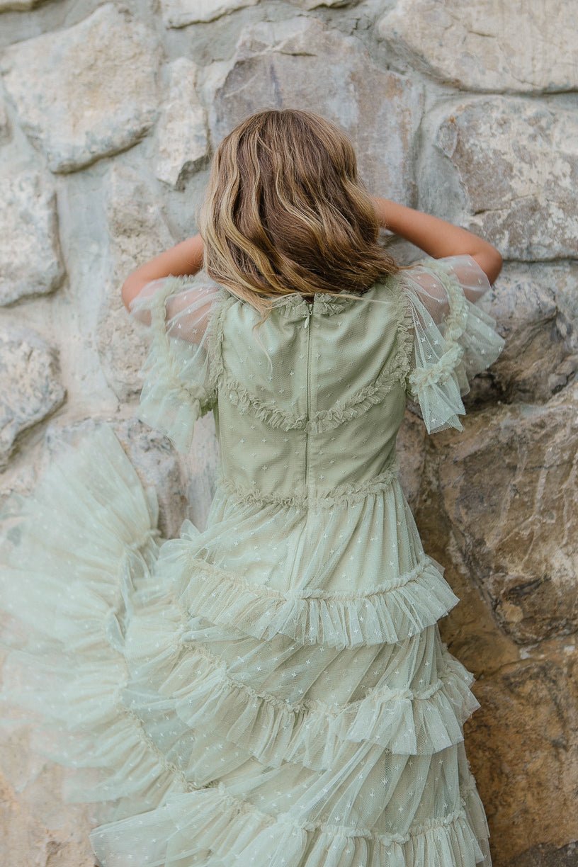 Mini Maxi Whimsical Dress in Sage - FINAL SALE-Mini